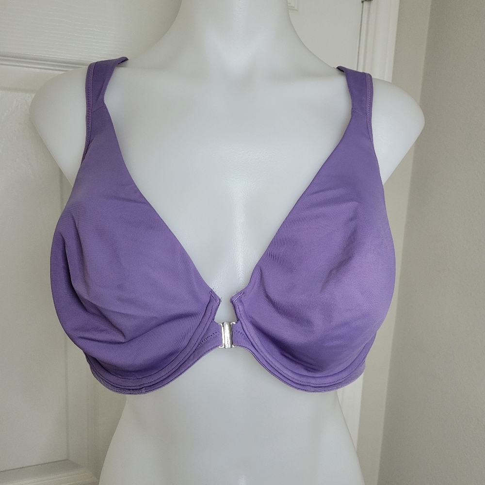Delimira Front Closure Posture Bra 42D Purple Glaze NWOT XShaped Back Smoothing